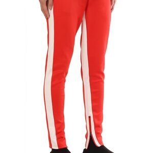 FXN Men's Skinny Fit Two Tone Track Pants Joggers RedWhite